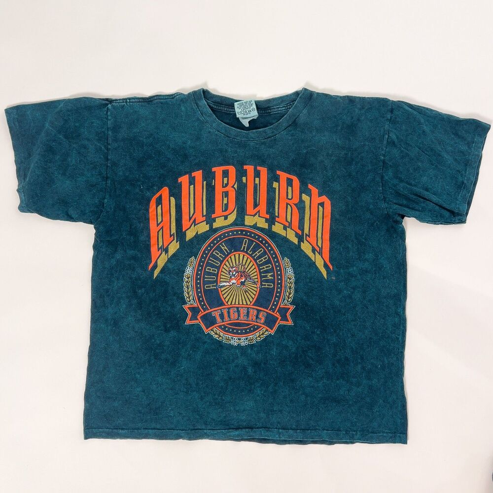 Vintage 90s Nutmeg Mills Auburn Tigers Acid Wash Tee Large